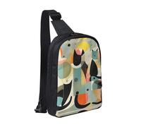 WXCJWD Bolsos cruzados con globos de feliz cumpleaños para mujeres y hombres, bolsa bandolera de moda, bolsa de pecho casual con correa de hombro convertible., Gato de arte moderno de mediados de