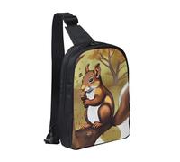 WXCJWD Bolsos cruzados de búho nocturno para mujeres y hombres, bolso bandolera de moda Bakpack casual con correa de hombro convertible., Ardilla que come nueces, Talla única