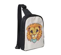 WXCJWD Bolsos cruzados tribales africanos con textura étnica para mujeres y hombres, bolsa bandolera de moda, bolsa casual con correa de hombro convertible., Lindo león de dibujos animados, Talla