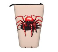 WXCJWD Bonito lápiz de araña roja, telescópico, retráctil, portátil, bolsa de maquillaje y caja de almacenamiento de papelería, adecuada para entornos de oficina