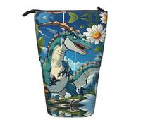 WXCJWD Bonito lápiz de dinosaurio telescópico, retráctil, portátil, bolsa de maquillaje y caja de almacenamiento de papelería, adecuada para entornos de oficina