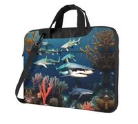 WXCJWD Computadora portátil y tablet Sharks under the Sea, diseño elegante, tela duradera e impermeable, casual de negocios, Black, 14 inch