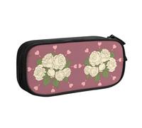 WXCJWD Estuche blanco con diseño de rosa de amor para lápices grande, simple, multifuncional, para oficina