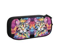 WXCJWD Estuche colorido con diseño de gato manchado para lápices grande, simple, multifuncional, para oficina