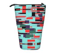 WXCJWD Estuche de maquillaje portátil retráctil con combinación de rayas para lápices y caja de almacenamiento de papelería, adecuado para entornos de oficina