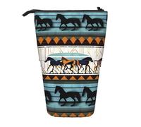 WXCJWD Estuche de maquillaje portátil retráctil con patrón de rayas de caballo, estuche de almacenamiento de papelería, adecuado para entornos de oficina