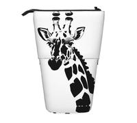WXCJWD Estuche de maquillaje y caja de almacenamiento de papelería, diseño de jirafa en blanco y negro, telescópico, retráctil, ideal para entornos de oficina
