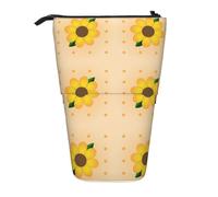 WXCJWD Golden Sunflower Pencil - Estuche telescópico retráctil para lápices de maquillaje portátil y caja de almacenamiento de papelería, adecuado para entornos de oficina