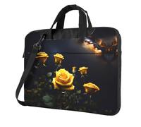 WXCJWD Hermosas rosas amarillas para laptop y tableta, diseño elegante, tela duradera e impermeable, casual de negocios, Black, 14 inch