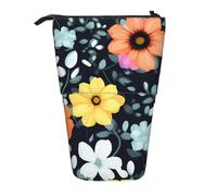 WXCJWD Hermoso lápiz de flores de colores, telescópico, retráctil, portátil, bolsa de maquillaje y caja de almacenamiento de papelería, adecuado para entornos de oficina