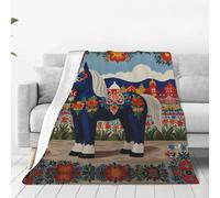 WXCJWD Hometown of the Dala Horse - Manta de microfibra ultrasuave para todas las estaciones, 80 x 60 pulgadas, manta cálida para ropa de cama, sofá y viajes