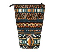 WXCJWD Lápiz de textura étnica tribal africana, telescópico, retráctil, portátil, bolsa de maquillaje y caja de almacenamiento de papelería, adecuado para entornos de oficina