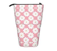WXCJWD Lápiz telescópico retráctil con textura de crisantemo blanco, bolsa de maquillaje portátil y caja de almacenamiento de papelería, adecuada para entornos de oficina