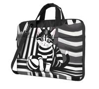 WXCJWD Laptop y tablet a rayas blancas y negras, diseño elegante, tela duradera e impermeable, casual de negocios, Black, 14 inch