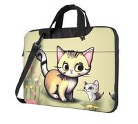 WXCJWD Laptop y tablet Cat and Butterfly, diseño elegante, tela duradera e impermeable, casual de negocios, Black, 14 inch