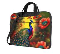 WXCJWD Laptop y tablet con flores de pavo real, diseño elegante, tela duradera e impermeable, casual de negocios, Black, 14 inch