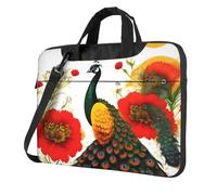 WXCJWD Laptop y tablet con flores rojas de pavo real, diseño elegante, tela duradera e impermeable, casual de negocios, Black, 13 inch
