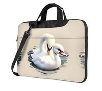 WXCJWD Lindo pequeño cisne portátil y tableta, diseño elegante, tela duradera e impermeable, casual de negocios, Black, 15.6 inch