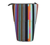 WXCJWD Líneas verticales irregulares, telescópicas, retráctiles, bolsa de maquillaje portátil y caja de almacenamiento de papelería, adecuada para entornos de oficina