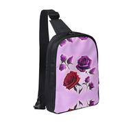WXCJWD Maldives Scenery - Bolsos cruzados para mujeres y hombres, bolso bandolera de moda, bolso casual con correa de hombro convertible., Rosas rojas y moradas, Talla única