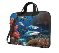 WXCJWD Ordenador portátil y tablet Submarine Shark Coral, diseño elegante, tela duradera e impermeable, casual de negocios, Black, 14 inch