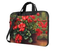 WXCJWD Ordenador portátil y tableta de geranios rojos, diseño elegante, tela duradera e impermeable, casual de negocios, Black, 15.6 inch