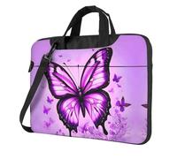 WXCJWD Ordenador portátil y tableta de mariposa morada, diseño elegante, tela duradera e impermeable, casual de negocios, Black, 15.6 inch