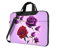 WXCJWD Ordenador portátil y tableta de rosas rojas y moradas, diseño elegante, tela duradera e impermeable, casual de negocios, Black, 14 inch