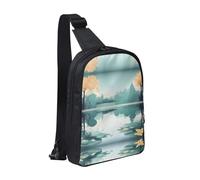 WXCJWD Pebbles in the Beach - Bolso bandolera para mujeres y hombres, bolso bandolera de moda, casual, con correa de hombro convertible., Hojas caídas en un lago tranquilo, Talla única