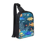 WXCJWD Pebbles in the Beach - Bolso bandolera para mujeres y hombres, bolso bandolera de moda, casual, con correa de hombro convertible., Blue Underwater World of Fish, Talla única