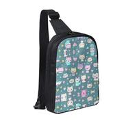 WXCJWD Preciosas bolsas cruzadas de fondo azul para mujeres y hombres, bolsa bandolera de moda, bolsa de pecho casual con correa de hombro convertible., Lindo zorro, Talla única