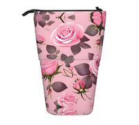 WXCJWD Pretty Pink Roses - Estuche telescópico retráctil para lápices de maquillaje portátil y caja de almacenamiento de papelería, adecuado para entornos de oficina