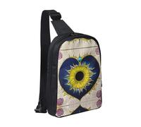 WXCJWD Una bandada de flamencos bandolera para mujeres y hombres, bolsa bandolera de moda, bolsa casual con correa de hombro convertible., Dibujos animados corazón sol, Talla única