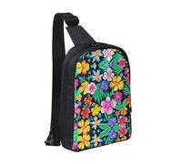 WXCJWD Una bandada de flamencos bandolera para mujeres y hombres, bolsa bandolera de moda, bolsa casual con correa de hombro convertible., flores coloridas, Talla única