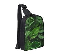 WXCJWD Una bandada de flamencos bandolera para mujeres y hombres, bolsa bandolera de moda, bolsa casual con correa de hombro convertible., Green Leaf Nature, Talla única