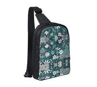 WXCJWD Una bandada de flamencos bandolera para mujeres y hombres, bolsa bandolera de moda, bolsa casual con correa de hombro convertible., Floral verde azulado y blanco, Talla única