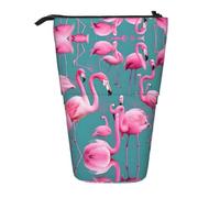 WXCJWD Una bandada de flamencos lápiz telescópico retráctil bolsa de maquillaje portátil y caja de almacenamiento de papelería, adecuada para entornos de oficina