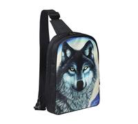 WXCJWD Wolf Under Moon - Bolso bandolera para mujeres y hombres, bolso bandolera de moda, casual, con correa de hombro convertible., Lobo bajo la luna, Talla única