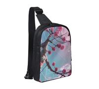 WXCJWD Wolf Under Moon - Bolso bandolera para mujeres y hombres, bolso bandolera de moda, casual, con correa de hombro convertible., Pequeñas flores rosadas, Talla única