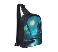 WXCJWD Wolf Under Moon - Bolso bandolera para mujeres y hombres, bolso bandolera de moda, casual, con correa de hombro convertible., Cueva de luna de agua, Talla única