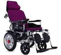 WXDP Silla de ruedas autopropulsada, silla de transporte, eléctrica con reposacabezas plegable y ligera silla de poder portátil, respaldo ajustable resistente para El