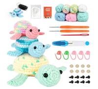 Wxeadu Kit Crochet Principiantes, 3 Piezas Tortugas Crochet Kit, Animales Kit Ganchillo Incluye Tutoriales en Vídeo e Instrucciones Paso a Paso Crochet Agujas Hilo Ojos Relleno