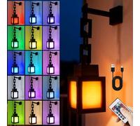 Wxeadu Pixelated Lantern Luz nocturna, 16 colores LED luz de estado de ánimo con mando a distancia, lámpara de píxeles 3D regulable, lámpara de pared recargable por USB para dormitorio, regalo para