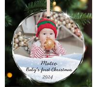 Wxexopowk Bolas de Navidad Personalizadas con Fotos - Mi Primera Navidad Bebé, Adorno Personalizado para Árbol de Navidad, Decoración Navideña, Regalos Navidad Originales para Familiares,Amigos,Bebé