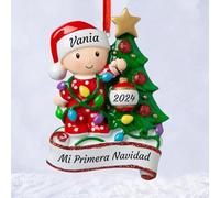 Wxexopowk Colgante de muñeco de Nieve de Navidad Personalizado - Mi Primera Navidad Bebe Adornos Navideños con Nombre Personalizado, Regalos para Bebés Recién Nacidos, Regalos Navidad Originales,Rojo