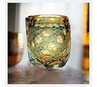 WXFFZ Vasos de whisky cristal tallados a mano 9.8oz vidrio azul soplados lujosos vasos japoneses lujo con diseño ámbar El Old Fashioned es un para bodas e inauguraciones casas
