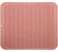 WXFLGH Alfombrilla Escurreplatos, 40 x 30 cm Grande Escurreplatos Silicona, Enrollable, Antideslizante, Alfombrilla Resistente al Calor (Rosa)