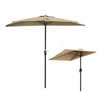 WXGMP Media Sombrilla Para Terraza Pared Medio Paraguas Sombrilla Semi Rectangular Para Jardín Patio Trasero Terraza Porche Mercado(Khaki,250x130cm/8x4ft)