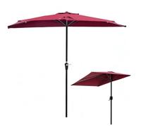 WXGMP Media Sombrilla Para Terraza Pared Medio Paraguas Sombrilla Semi Rectangular Para Jardín Patio Trasero Terraza Porche Mercado(Burgundy,200x100cm/6.5x3ft)