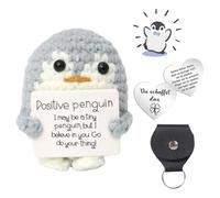 Wxgoqrcn 1 Juego Peluche Positive Pingüino Positivo Muñeco de Punto con Tarjeta Positiva con Moneda de la Suerte y Funda Peluche de la positividad Regalo Creativo y Relajante